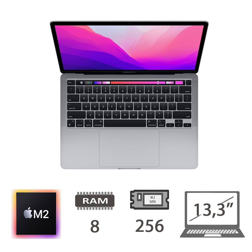 Mbp 13,3 T.Bar(2022)M2-8c/8/256/10c Gpu/Sg/2y