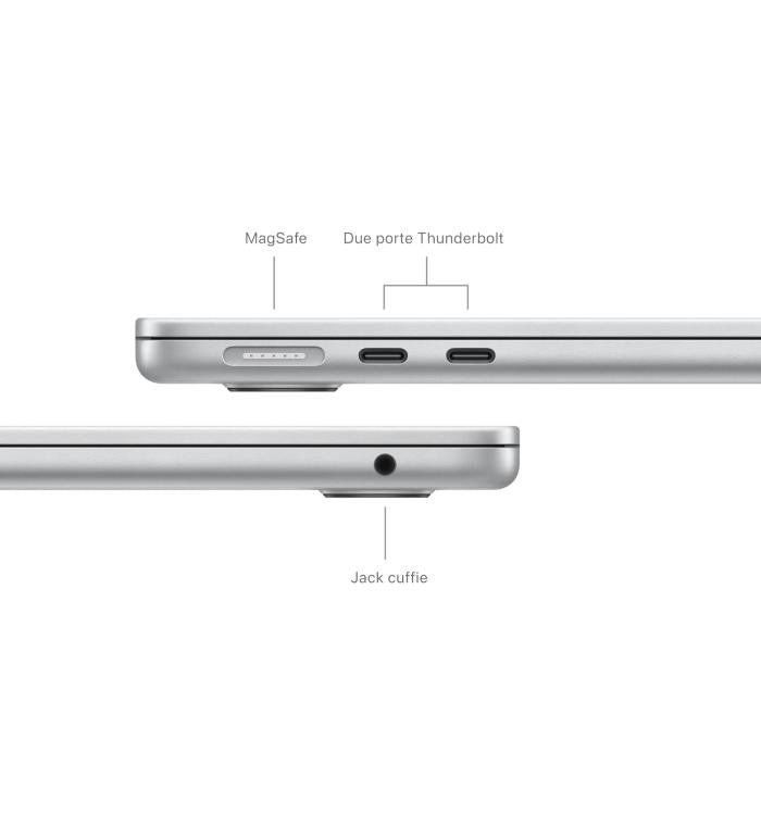 APPLE MACBOOK AIR 13" CHIP M3 (2024) CPU 8-CORE GPU 8-CORE 8GB DI RAM + 256GB SSD GARANZIA 24 APPLE SILVER - TASTIERA ITALIANA