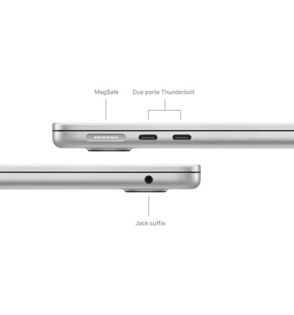 APPLE MACBOOK AIR 13" CHIP M3 (2024) CPU 8-CORE GPU 10-CORE 16GB DI RAM + 512GB SSD GARANZIA 24 APPLE SILVER - TASTIERA ITALIANA