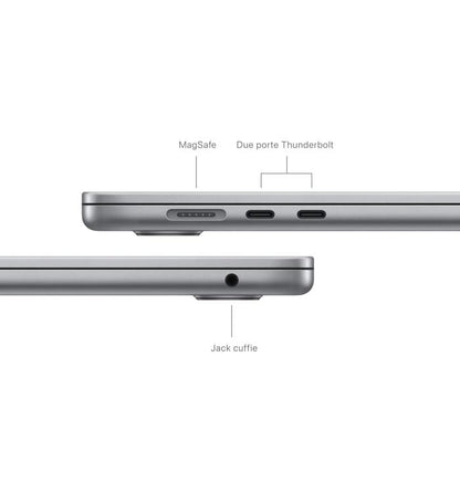 APPLE MACBOOK AIR 15" CHIP M3 (2024) CPU 8-CORE GPU 10-CORE 8GB DI RAM + 256GB SSD GARANZIA 24 APPLE SPACE GRAY - TASTIERA ITALIANA