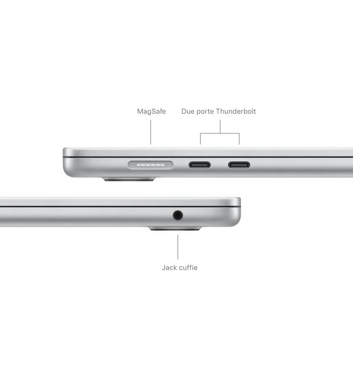 APPLE MACBOOK AIR 15" CHIP M3 (2024) CPU 8-CORE GPU 10-CORE 8GB DI RAM + 512GB SSD GARANZIA 24 APPLE SILVER - TASTIERA ITALIANA