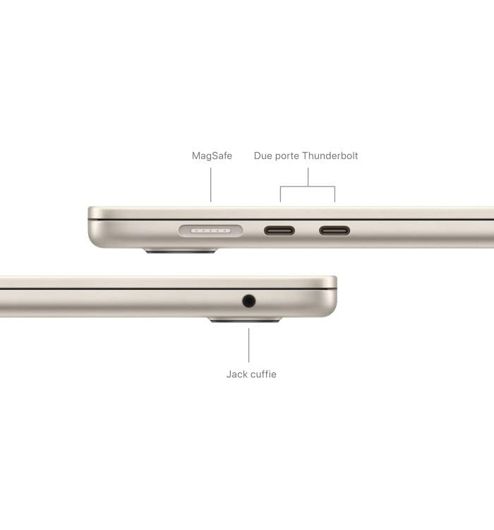 APPLE MACBOOK AIR 15" CHIP M3 (2024) 8-CORE CPU 10-CORE GPU 16GB RAM + 512GB SSD 24 WARRANTY APPLE GALAXY - ITALIAN KEYBOARD 