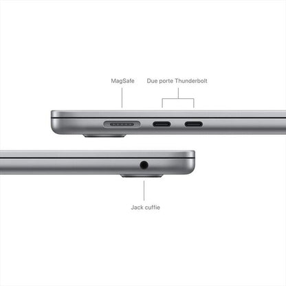 APPLE MACBOOK AIR 15" CHIP M3 (2024) CPU 8-CORE GPU 10-CORE 16GB DI RAM + 512GB SSD GARANZIA 24 APPLE SPACE GRAY- TASTIERA ITALIANA